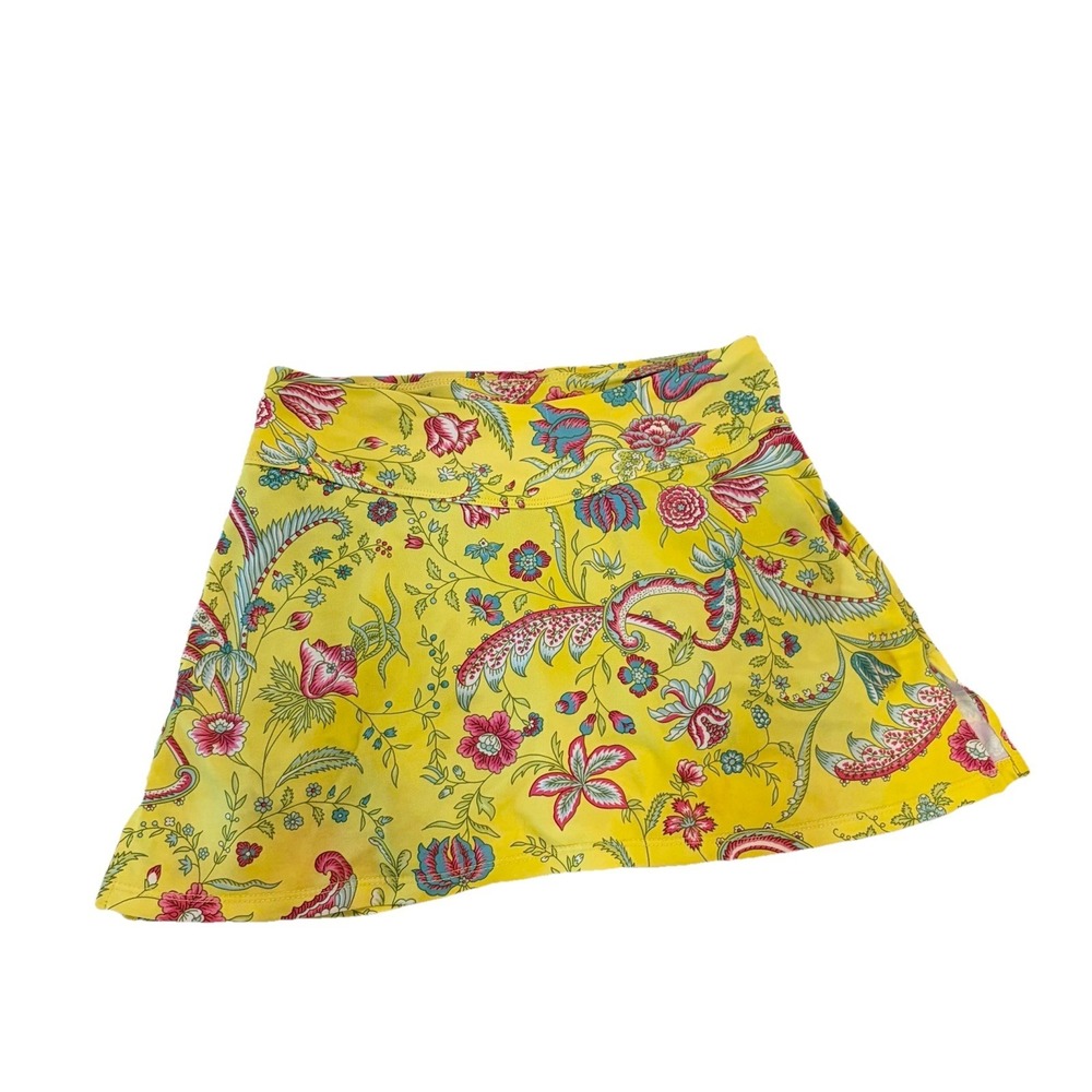 RYP WEAR Womens Skort XS Yellow Paisley Athletic Gym Tennis Pickleball